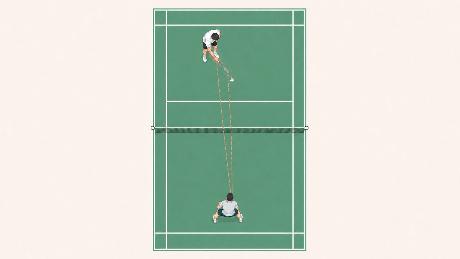 Badminton receiver watching the server's arm, wrist, and racket cues before the serve