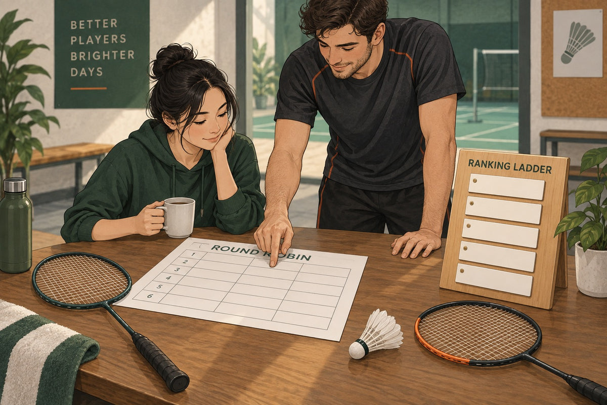 Fixture sheets and ranking cards illustrate two ways a club can organize ongoing competition.
