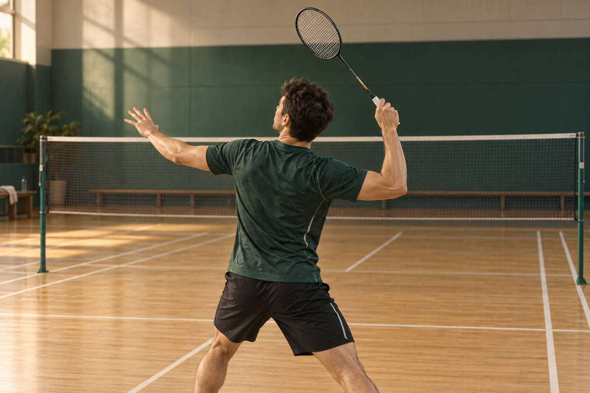 A forehand grip and room for forearm rotation set up the overhead technique discussed in this guide.