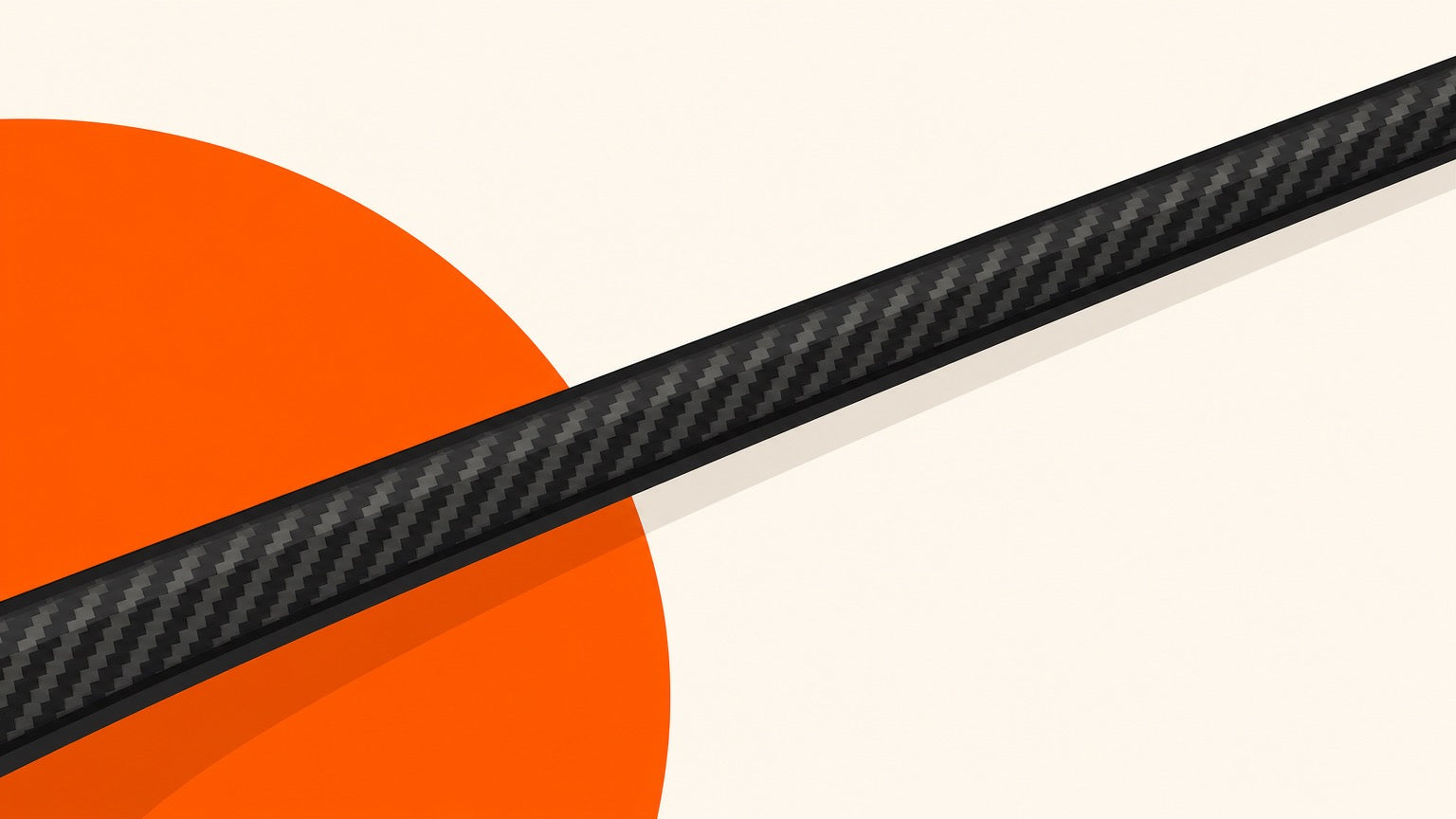 Close-up generic badminton shaft segment with a subtle black carbon-weave motif.