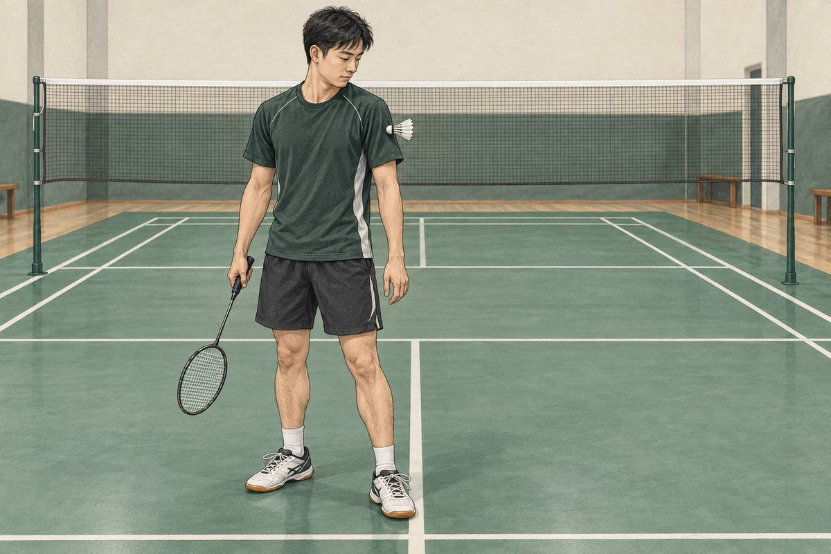 Editorial illustration of a live shuttle touching a badminton player’s sleeve.