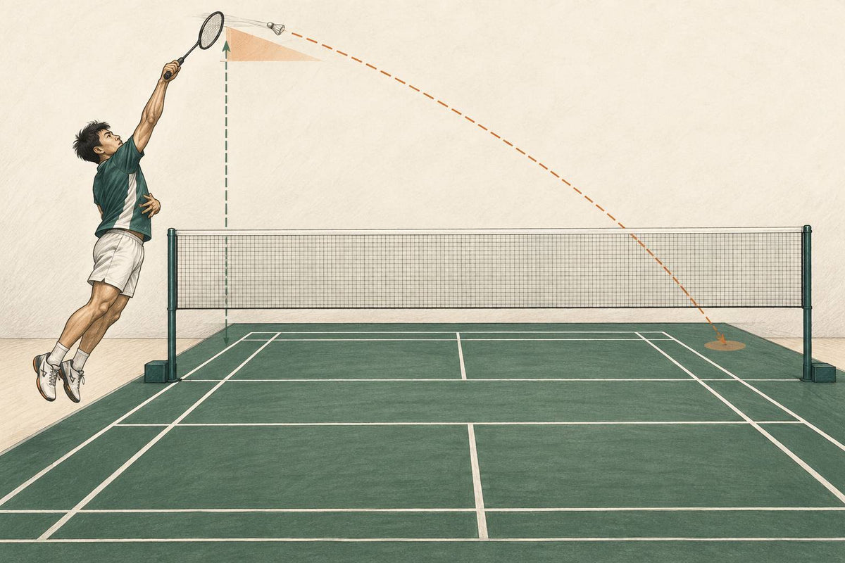 Editorial illustration of one right-handed player making a high overhead contact.