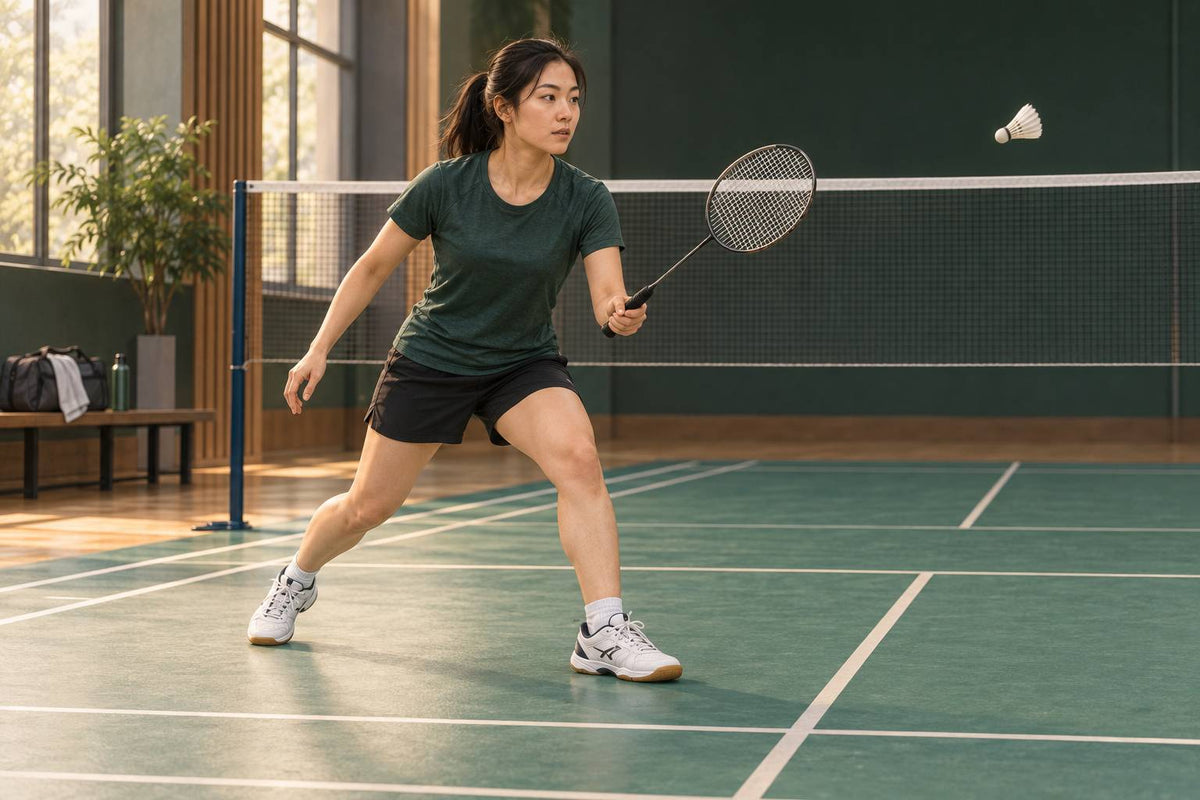 Footwear fit and structure are part of the support needed for controlled badminton movement.