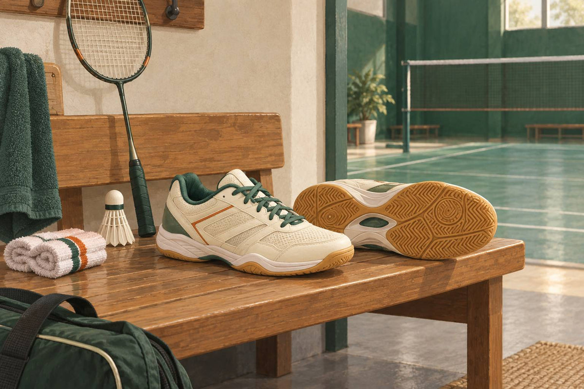 Chaussures intérieures, bas de jeu et raquette forment un équipement de départ pratique pour un budget limité.