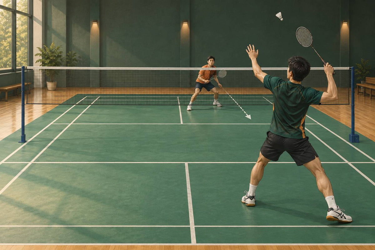 A balanced rear-court attacker reads a defender’s straight-side position before choosing the next direction.