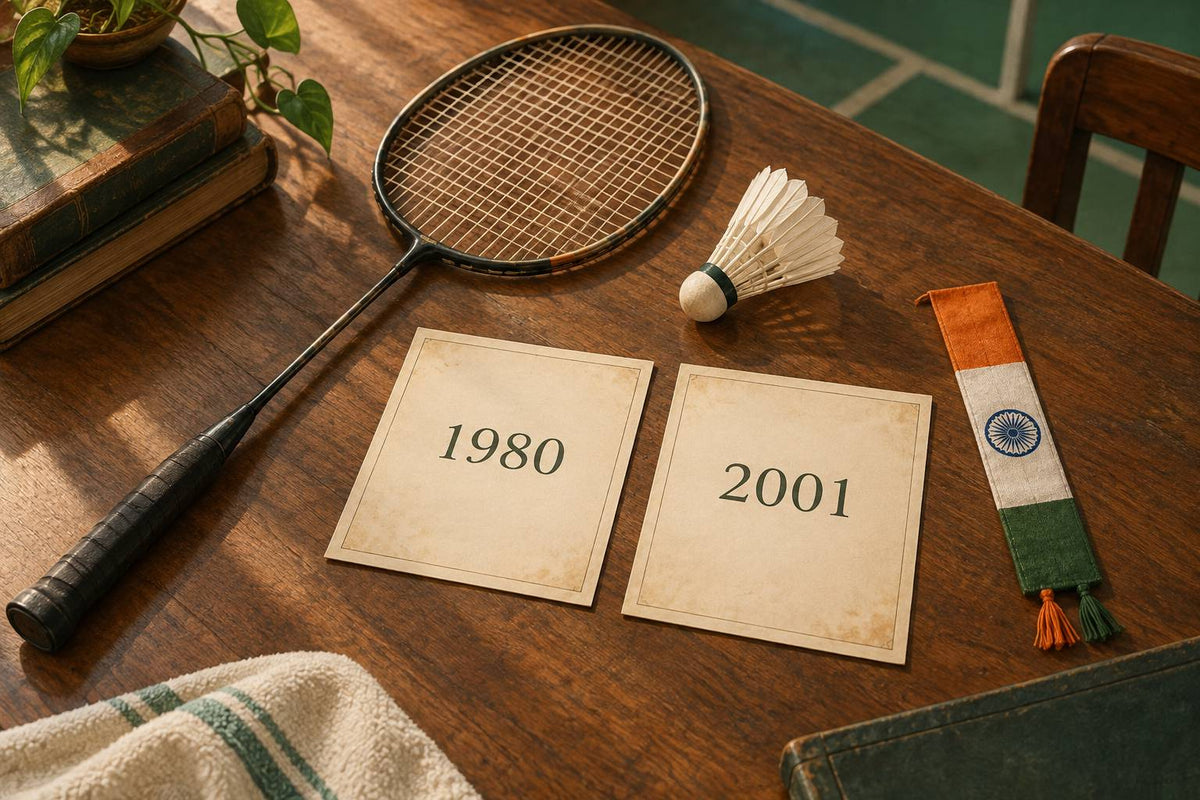 Deux fiches datées marquent les titres indiens en simple masculin au All England de 1980 et 2001.