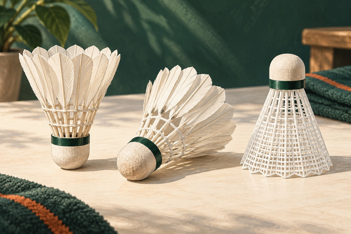 Different shuttle constructions invite readers to compare feather, hybrid and moulded nylon materials.