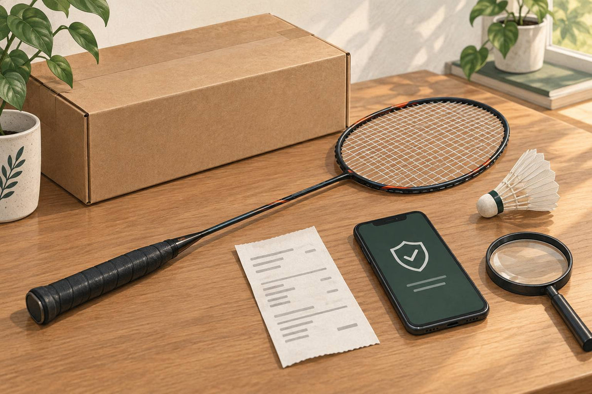 Conceptual badminton-racket authentication workspace.