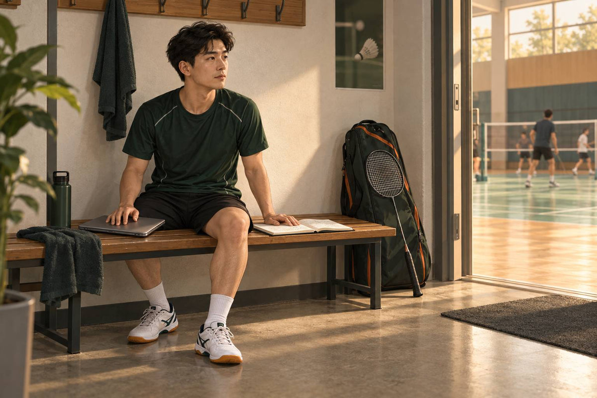 A player reviews the evening’s training plan after a demanding workday.