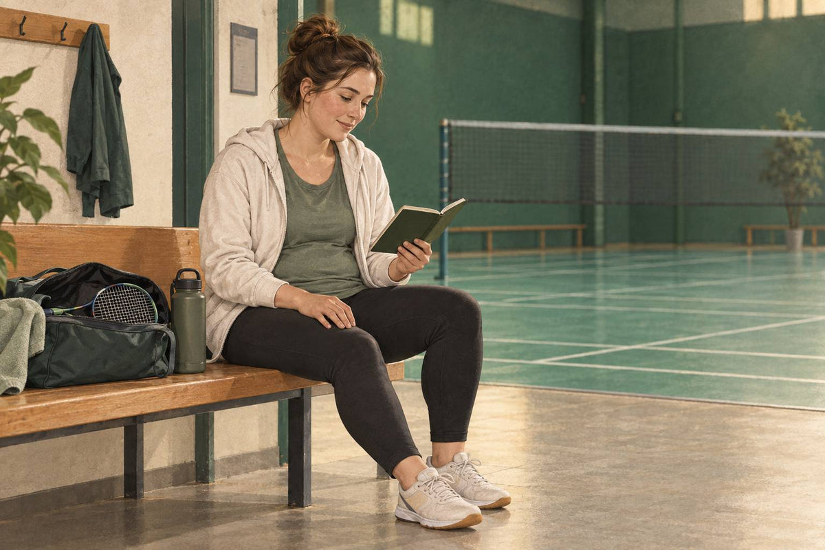 A returning player takes time off court to note her questions and plan a session around her individual recovery.