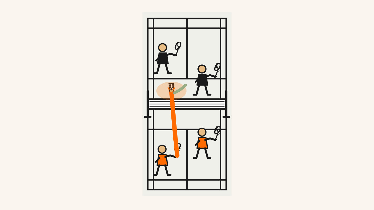 Une formation légale de double montre un volant envoyé dans une zone neutre et libre entre deux adversaires, et non vers une personne désignée.