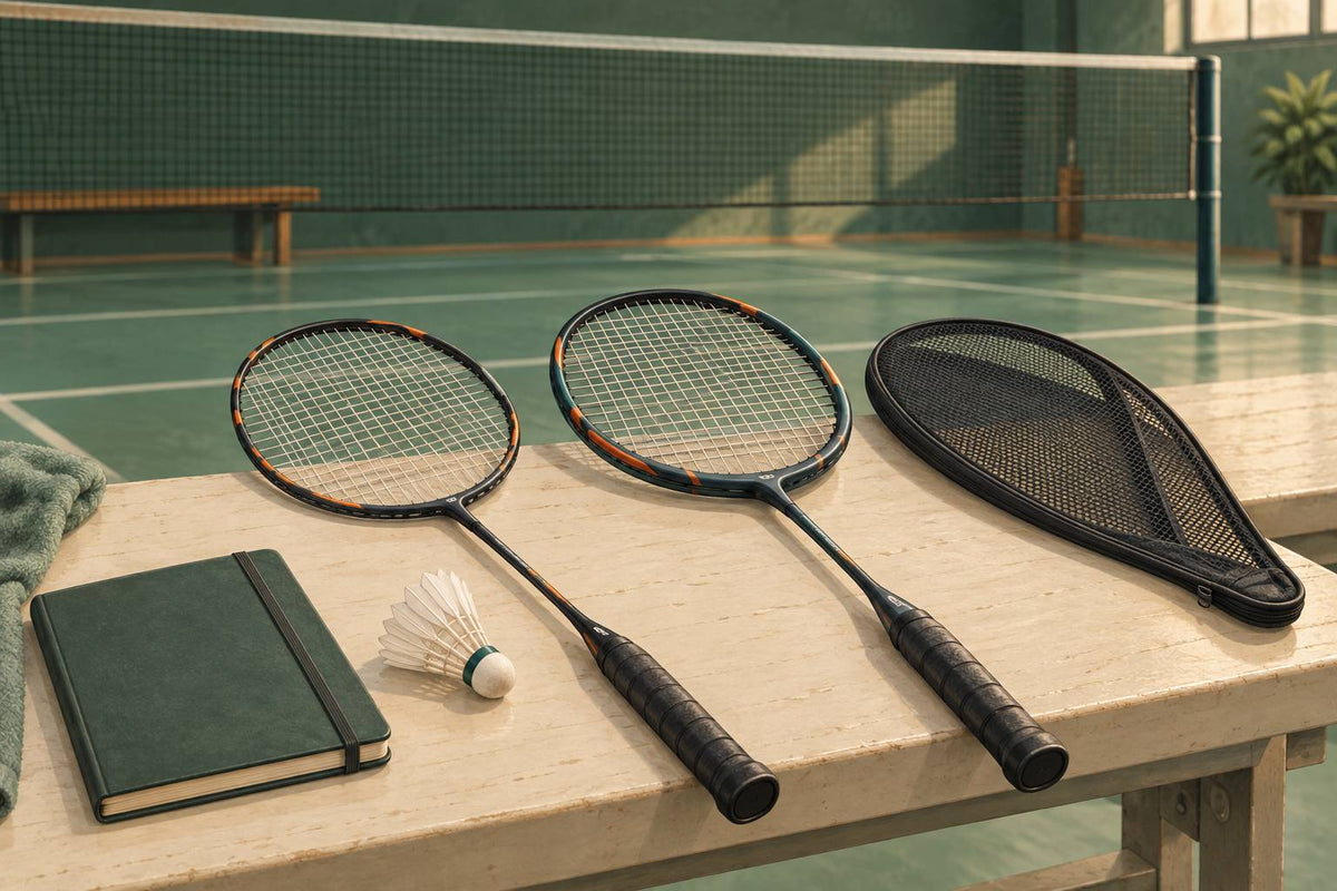 A match racket and a training racket invite comparison without promising that added resistance will produce a faster swing.