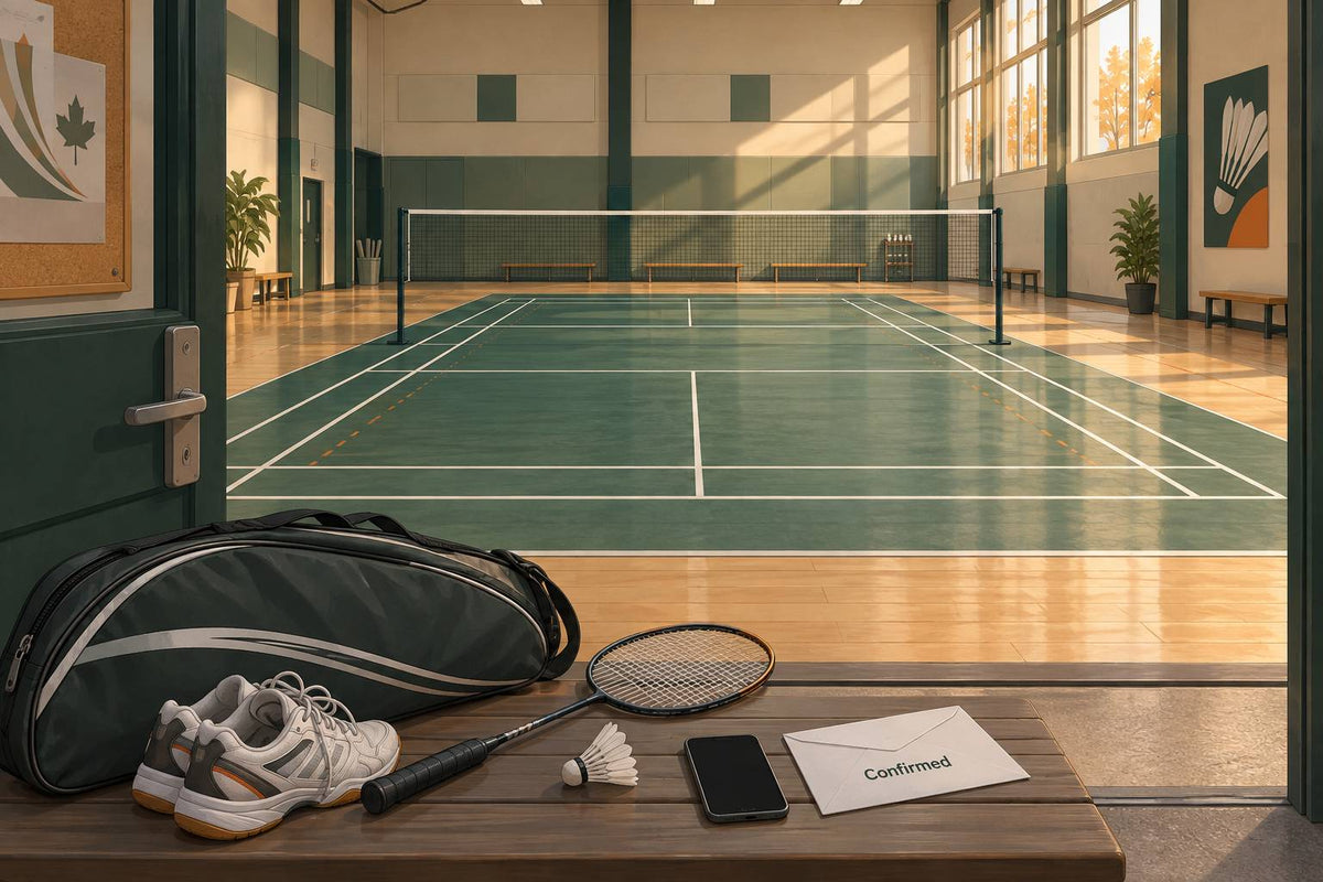 Conceptual badminton scene for Where to Play Badminton in Ottawa — Clubs, Drop-Ins, and Courts, not an actual listed venue.