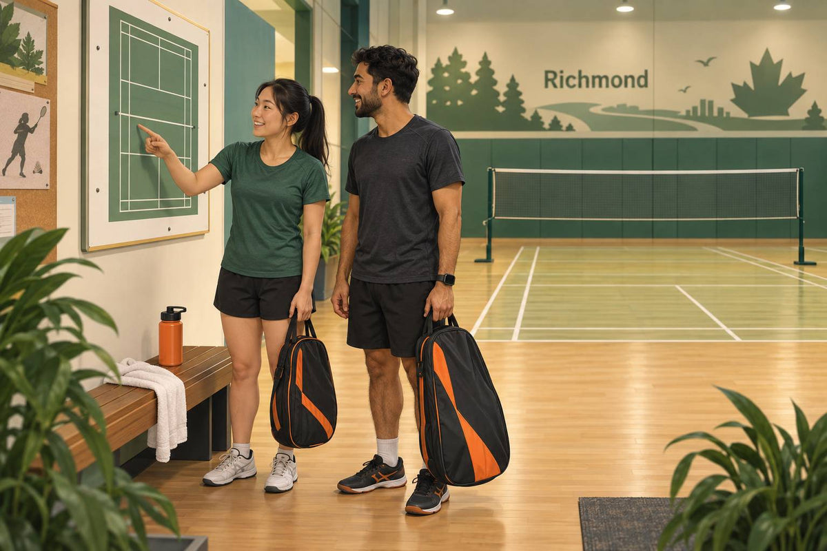 An illustrative Richmond club-night scene shows players checking court plans before joining a session.