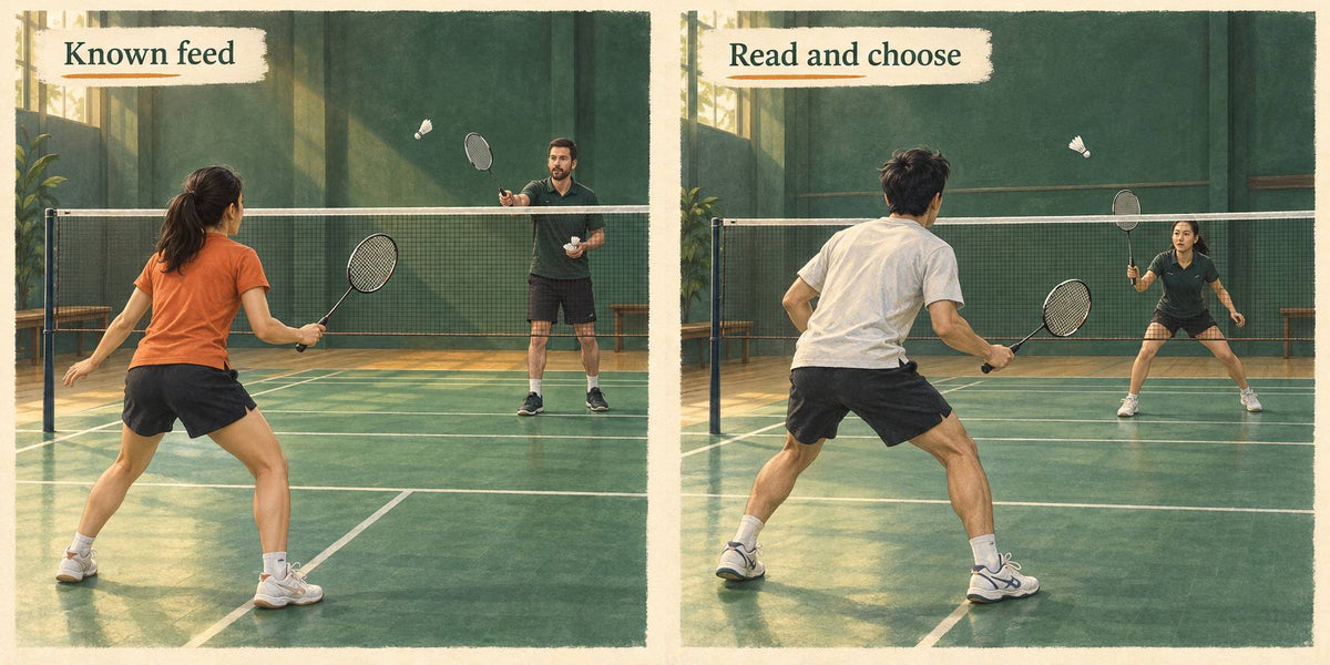 A repeatable feed and a live opponent ask the player to solve different problems.