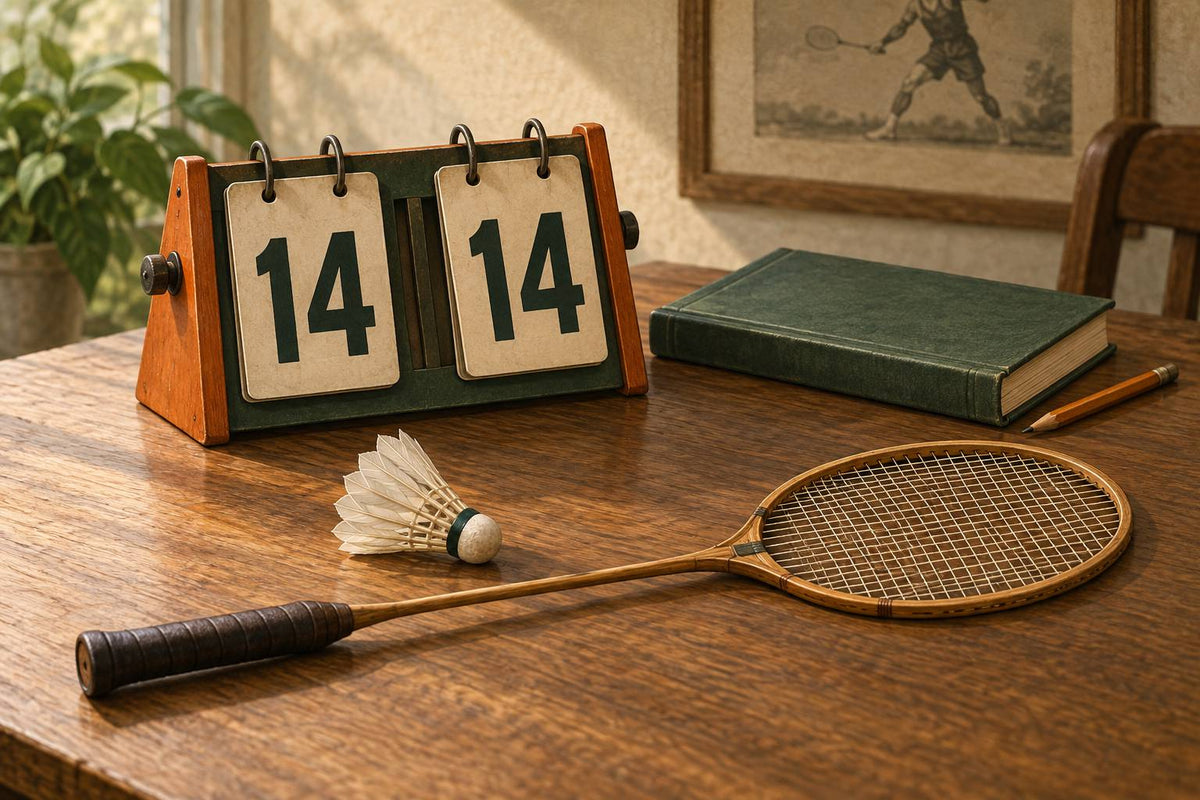 Un tableau illustratif de 14–14 présente le choix historique de continuer ou de prolonger une manche de 15 points.