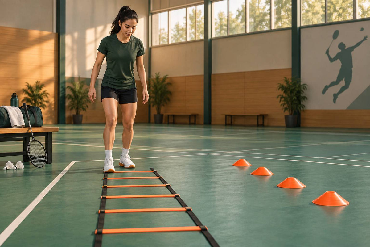 A clear training area lets a player practise precise ladder steps and controlled changes of direction.