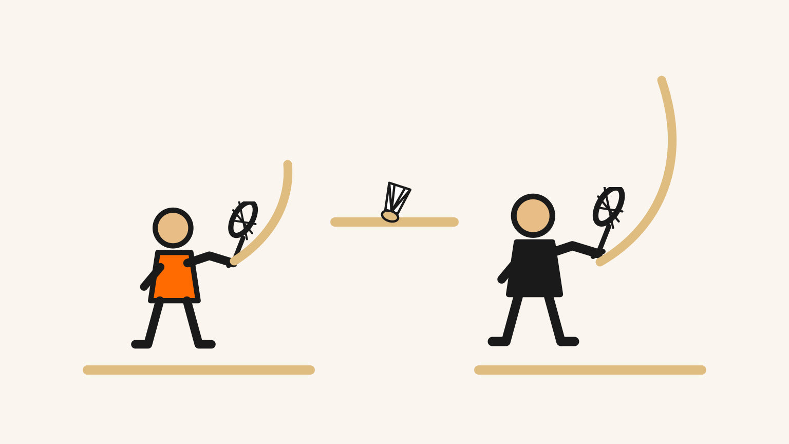 Deux positions égales de préparation au-dessus de la tête au badminton, vues de côté, l’une compacte et l’autre plus ample, sans affirmation d’une meilleure ampleur universelle.