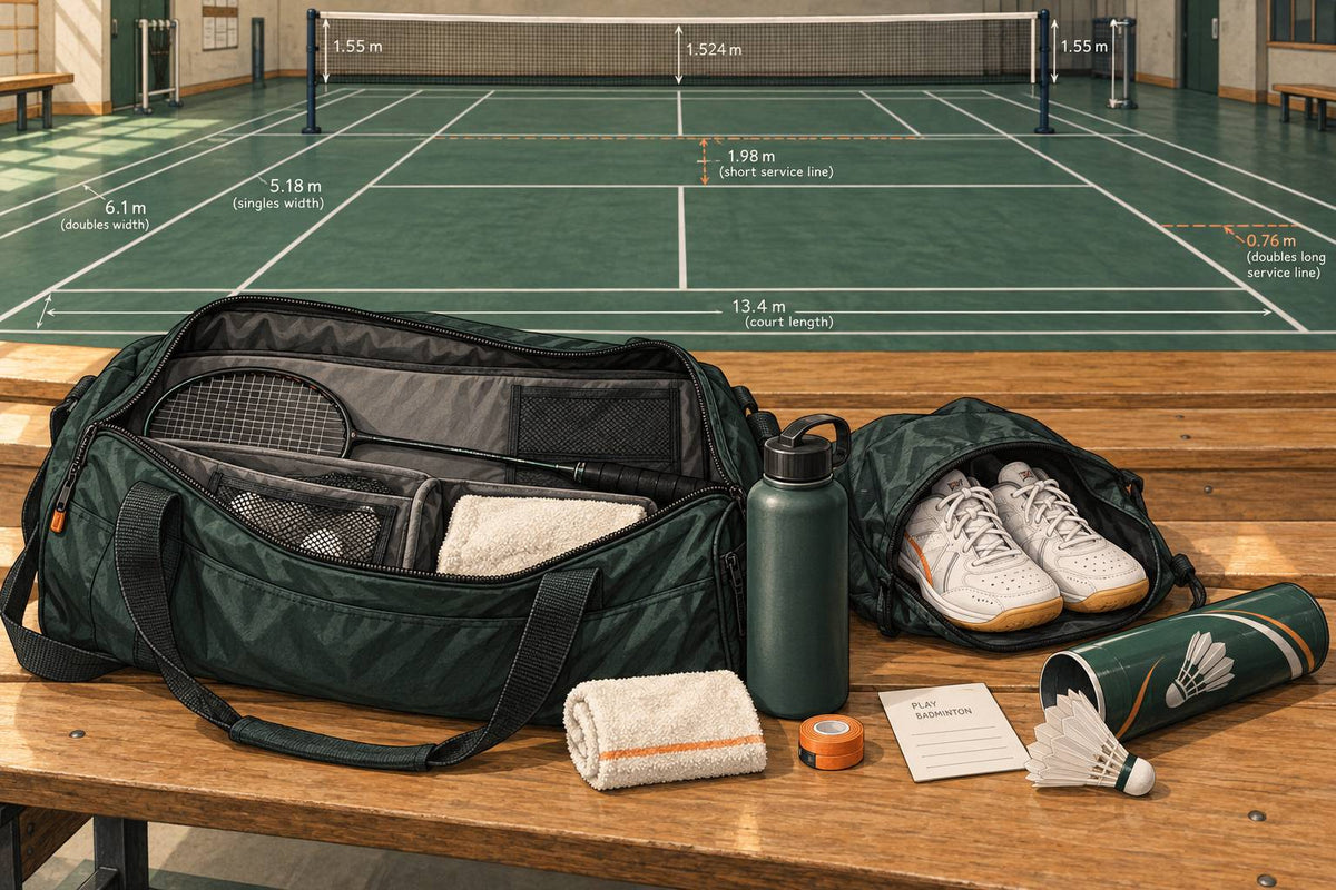 Editorial clubnight bag with basic equipment and booking information.