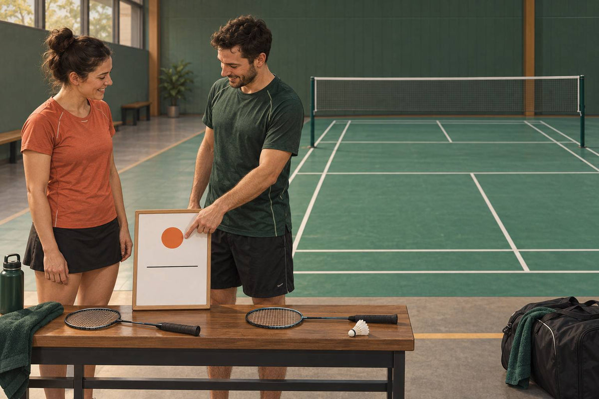 A single stated practice condition gives a badminton group a clear focus before returning to normal play.