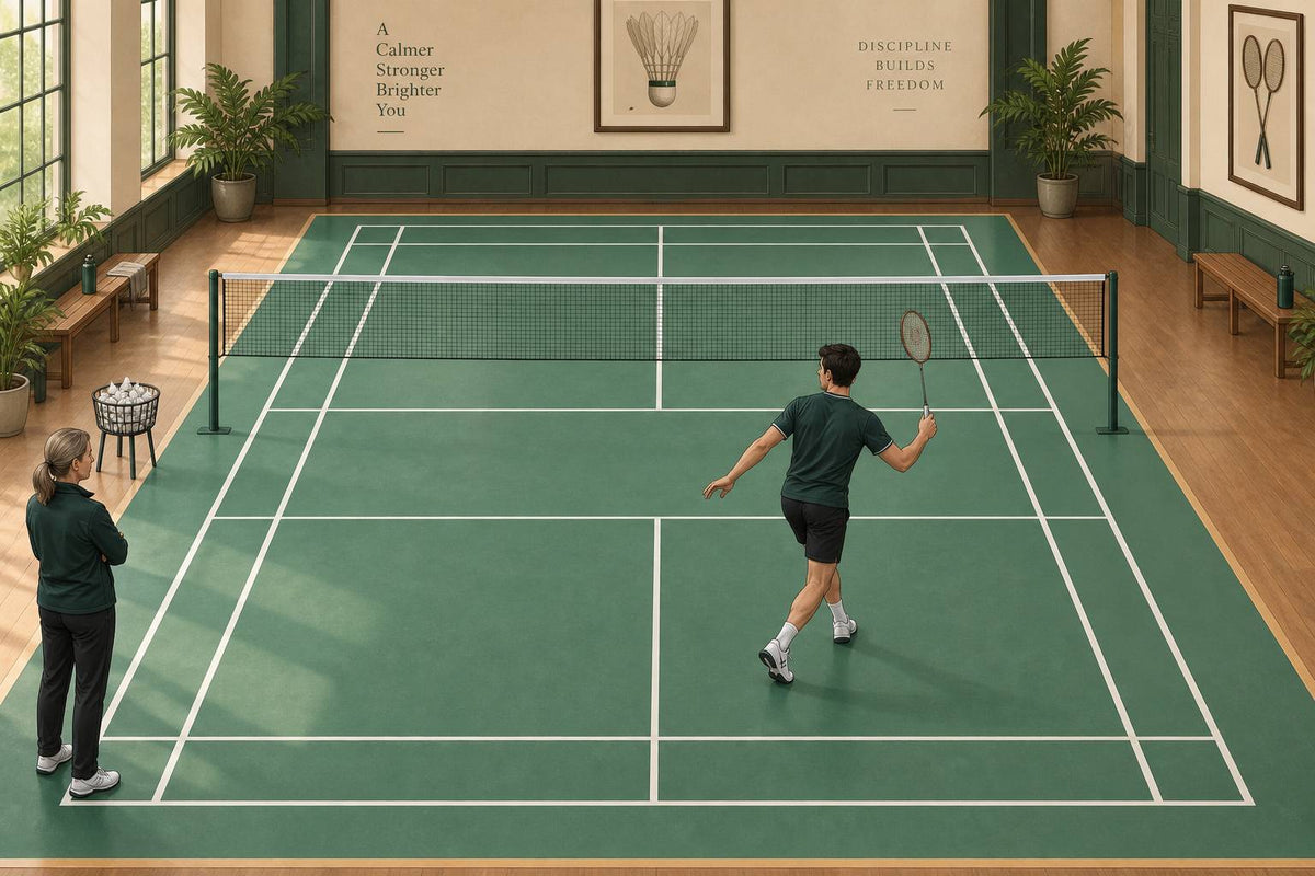 A deliberate crossover can cover distance while the player prepares for the next stroke.