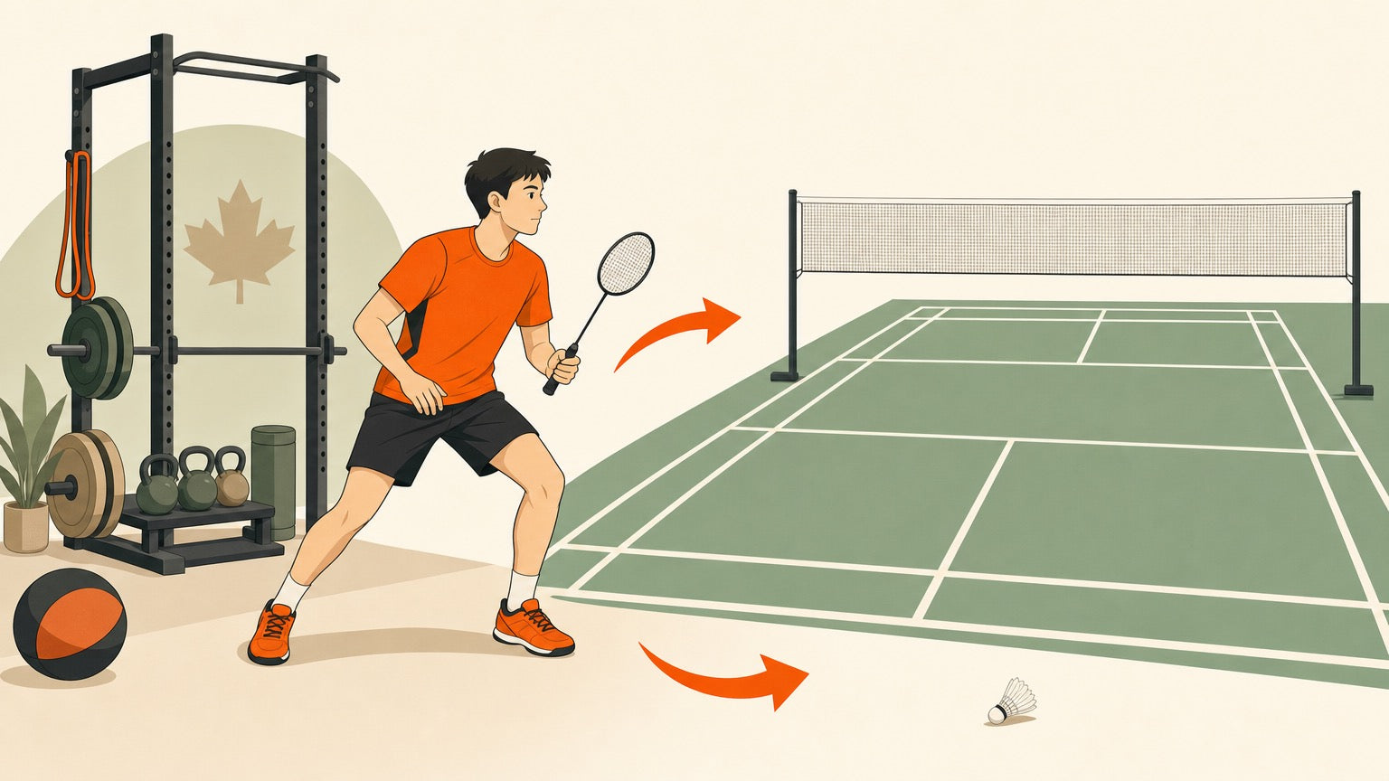 Badminton player connecting gym strength work with on-court training