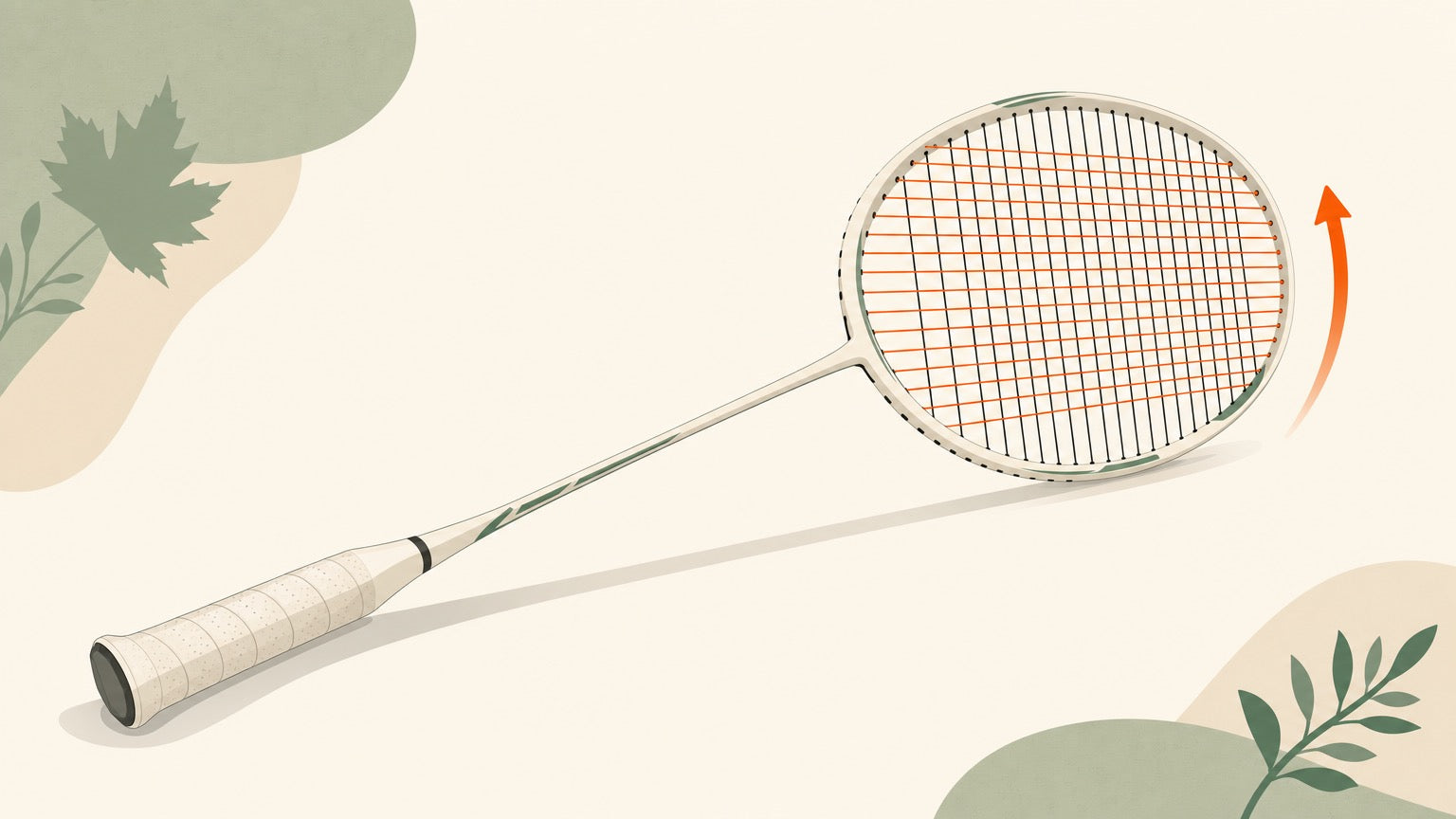 Flat vector close-up of a badminton racket string bed with highlighted cross strings under higher tension