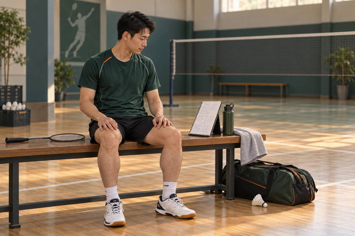 A player pauses overhead training to consider symptoms and the next appropriate step.