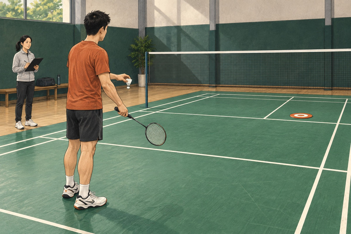 A server and observer practise one short serve toward a declared target and record separate observations.