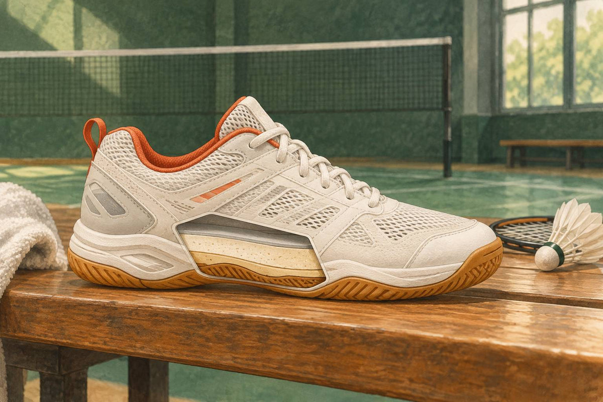 A cutaway locates the midsole between the upper and outsole without treating one construction feature as a performance verdict.