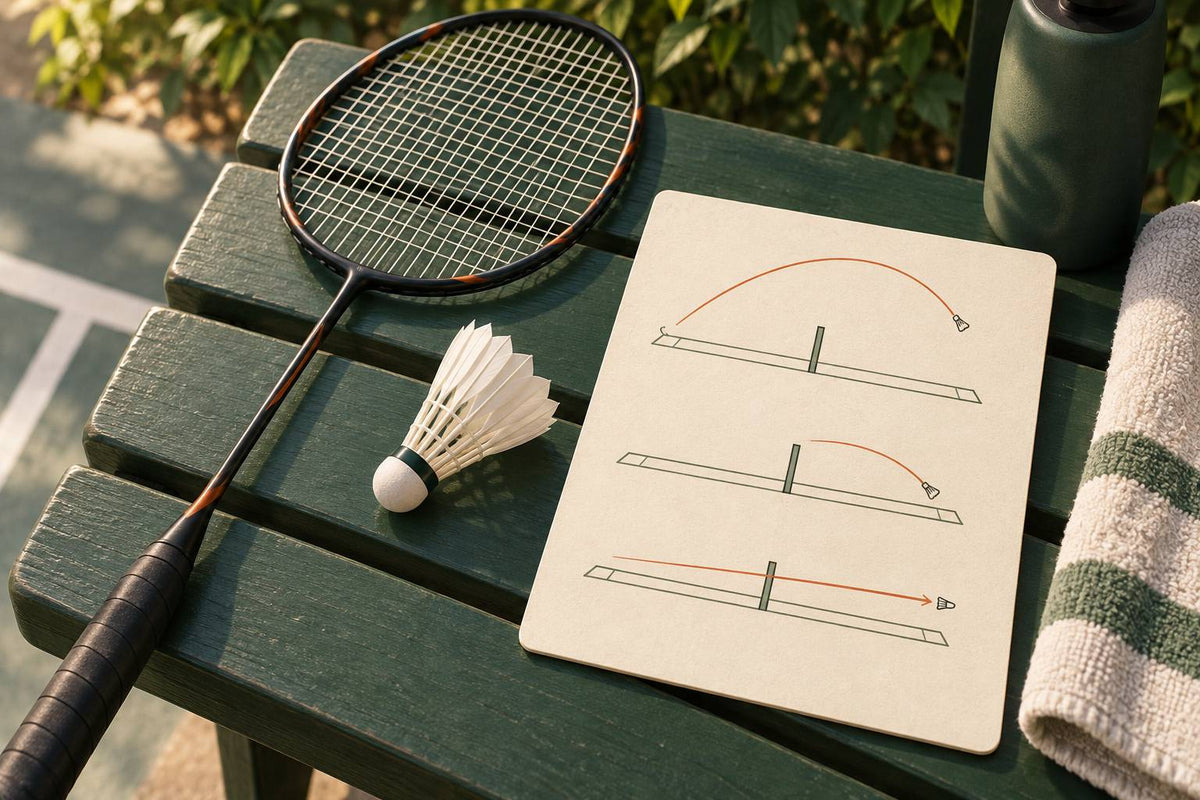 Badminton shots combine different contact locations and flight paths to solve different rally situations.