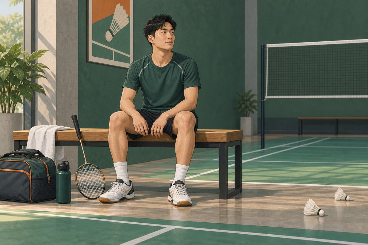 A player pauses beside the court before deciding what to do about new side pain.