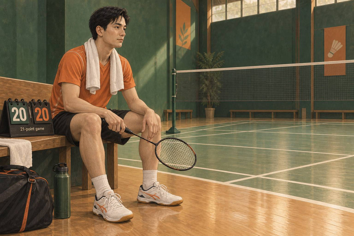 A familiar between-point routine helps keep a tight singles score from dictating a rushed shot.
