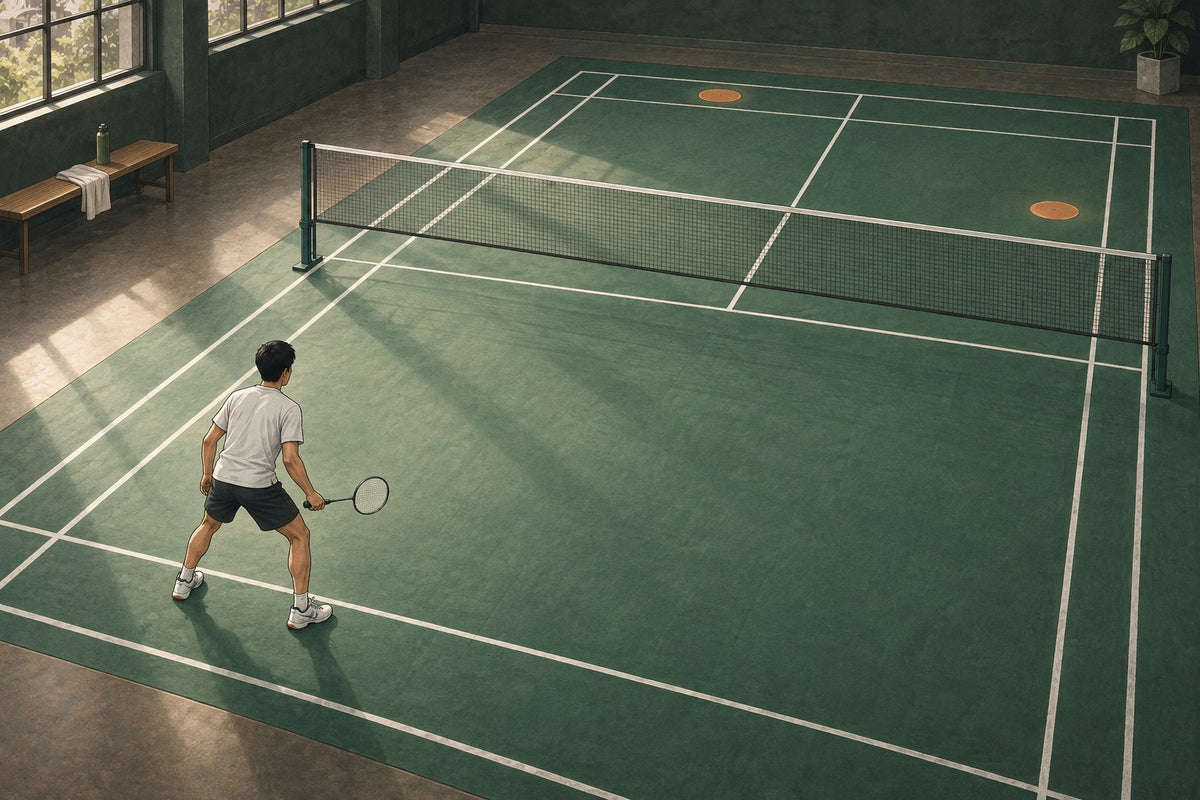 A singles player considers placement from the rear court before choosing the next recovery route