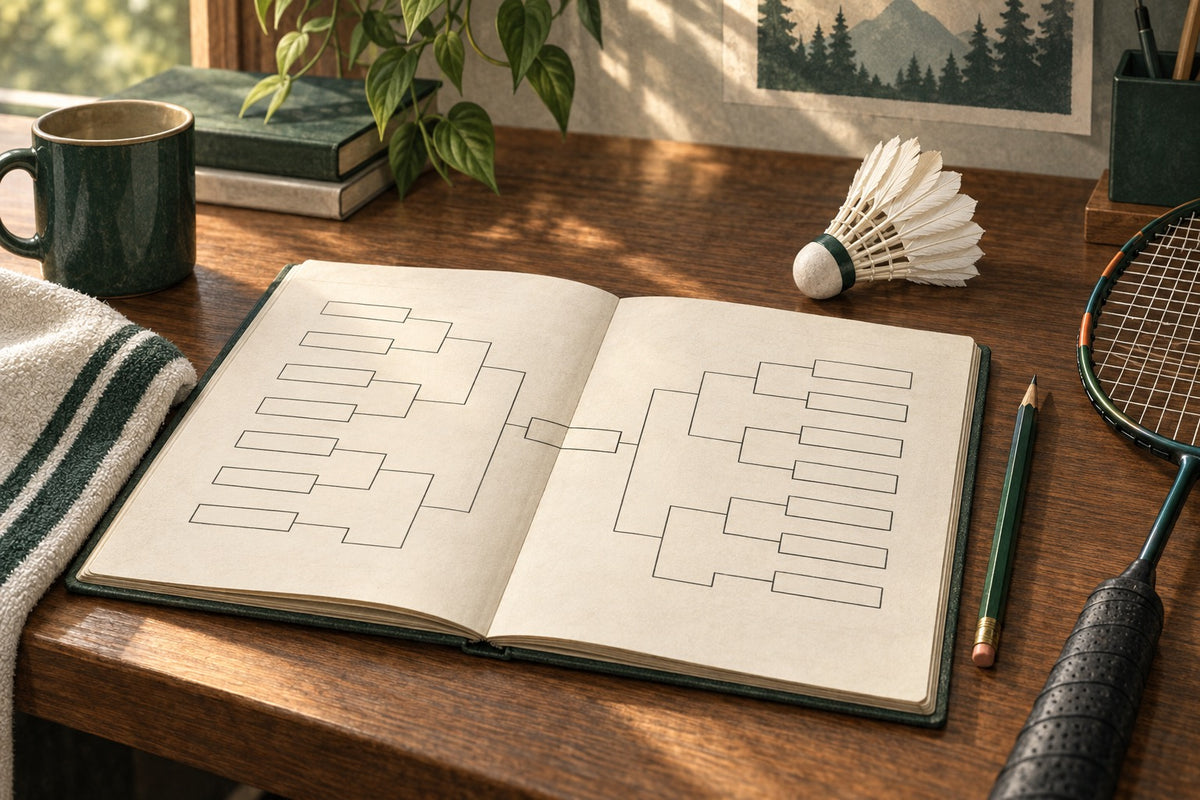 A tournament draw sheet maps the connected matches on a player’s route through the event