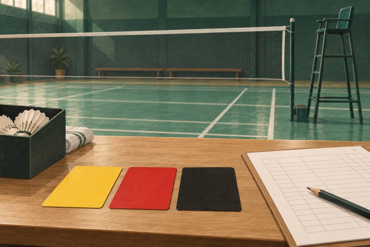Les cartons jaune, rouge et noir représentent avertissement, faute et disqualification décidée par le juge-arbitre.