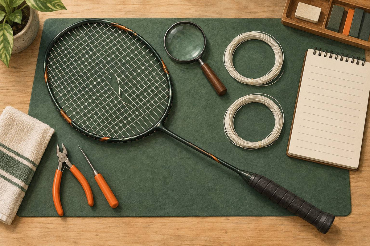 A stringer compares a used string bed with replacement string before deciding what caused the break.