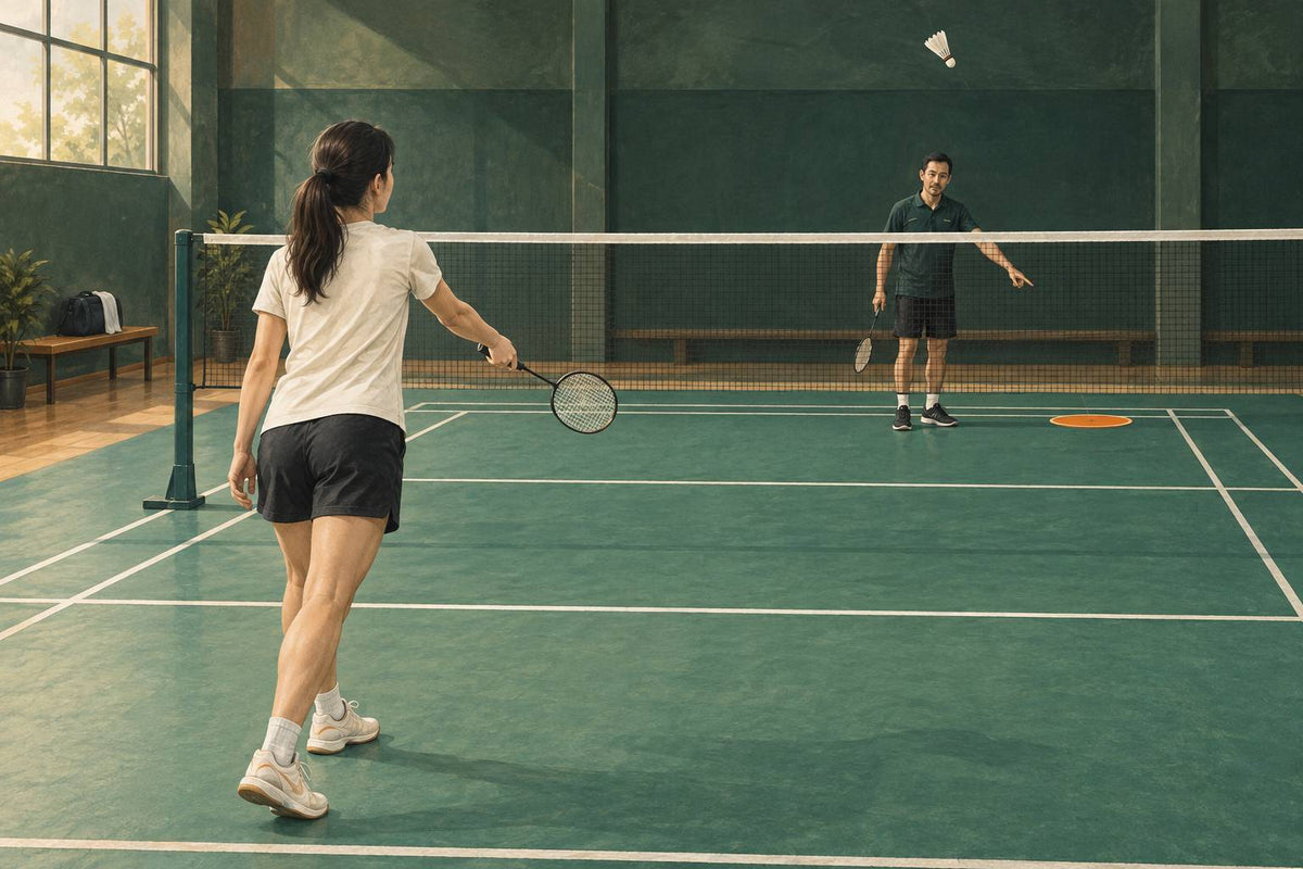 A coach directs attention to a shuttle’s landing target during a controlled practice feed.