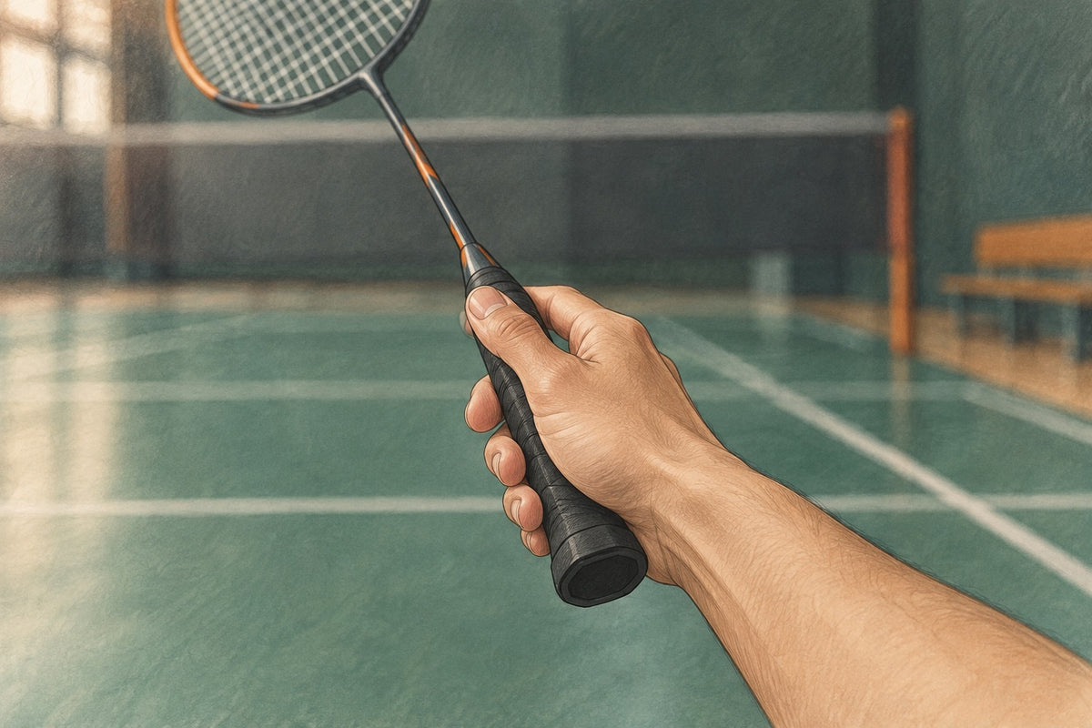 A relaxed racket hold leaves the fingers free to change grip before the next shot