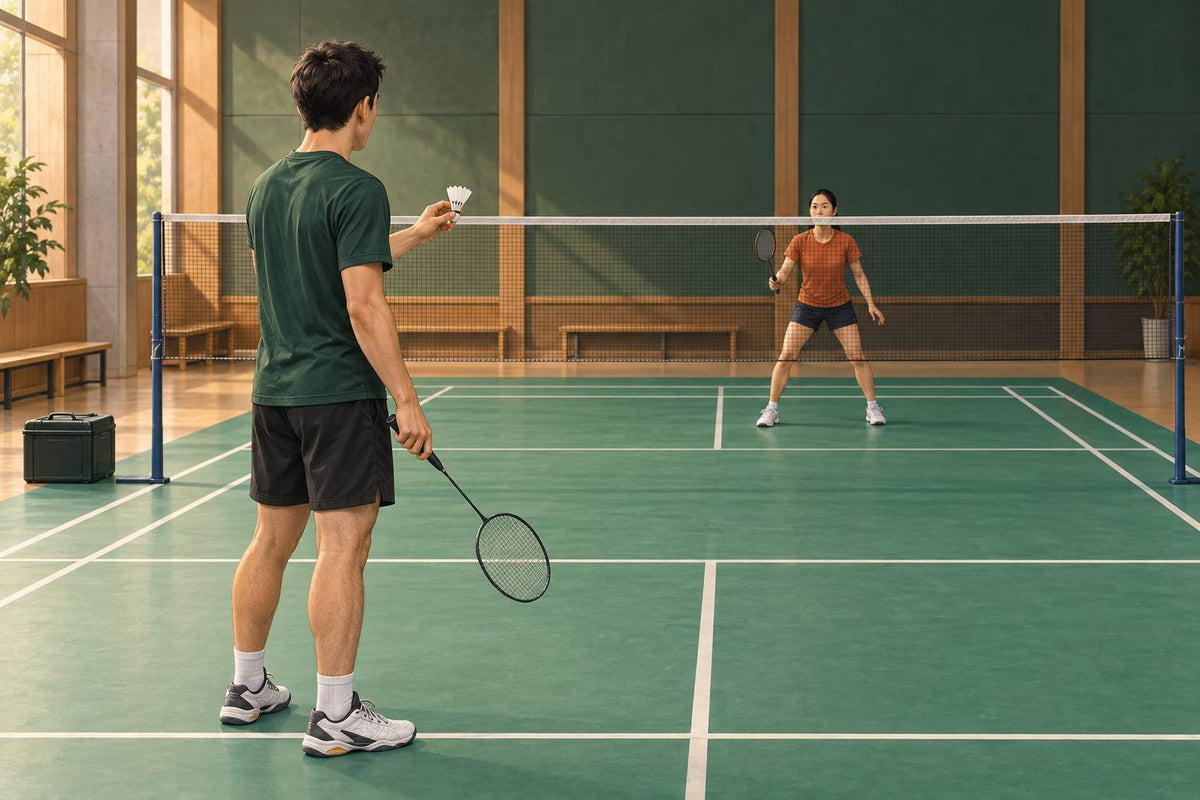 A feeder prepares one controlled delivery while watching the player’s readiness on the opposite side.