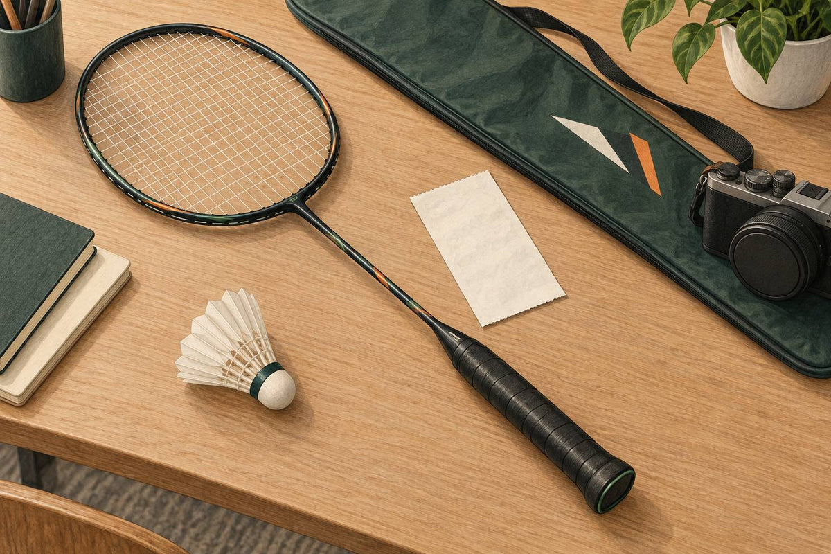 Conceptual racket and purchase-history illustration, not an authentication comparison.