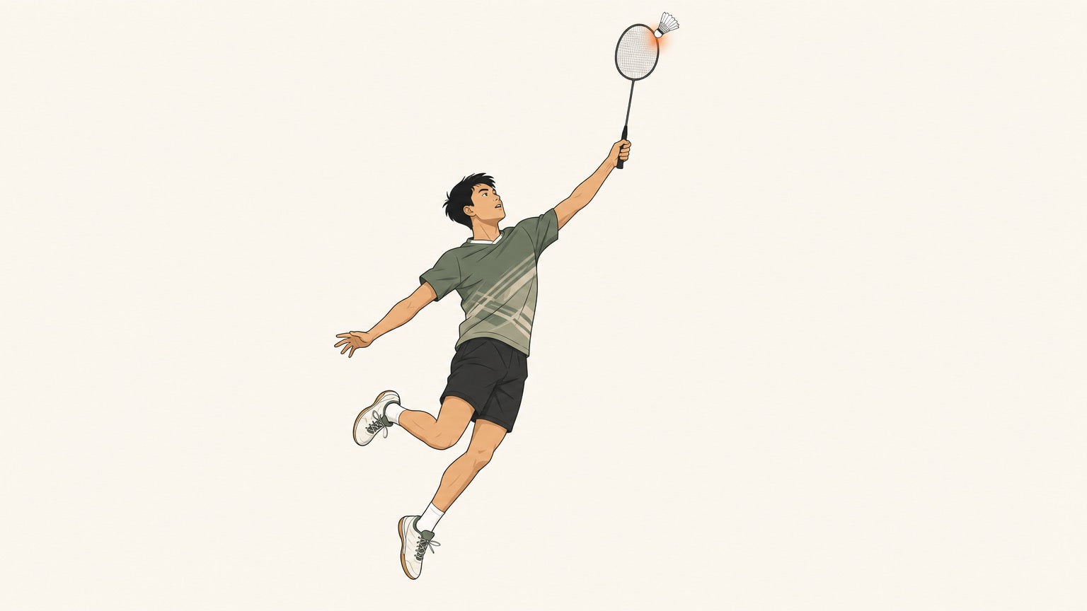 Flat vector badminton player mishitting a shuttle on the racket frame instead of the string bed