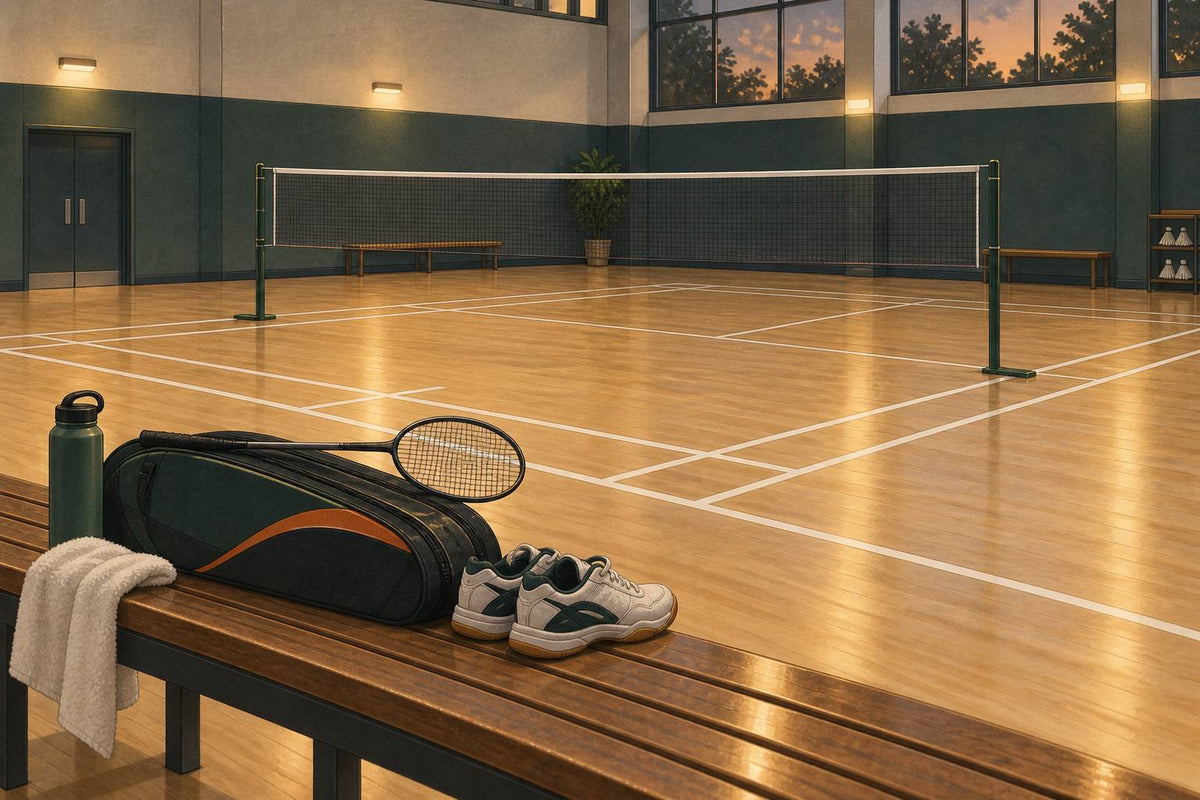 Conceptual badminton scene for Where to Play Badminton in Hamilton – Clubs, Drop-Ins, and Courts, not an actual listed venue.