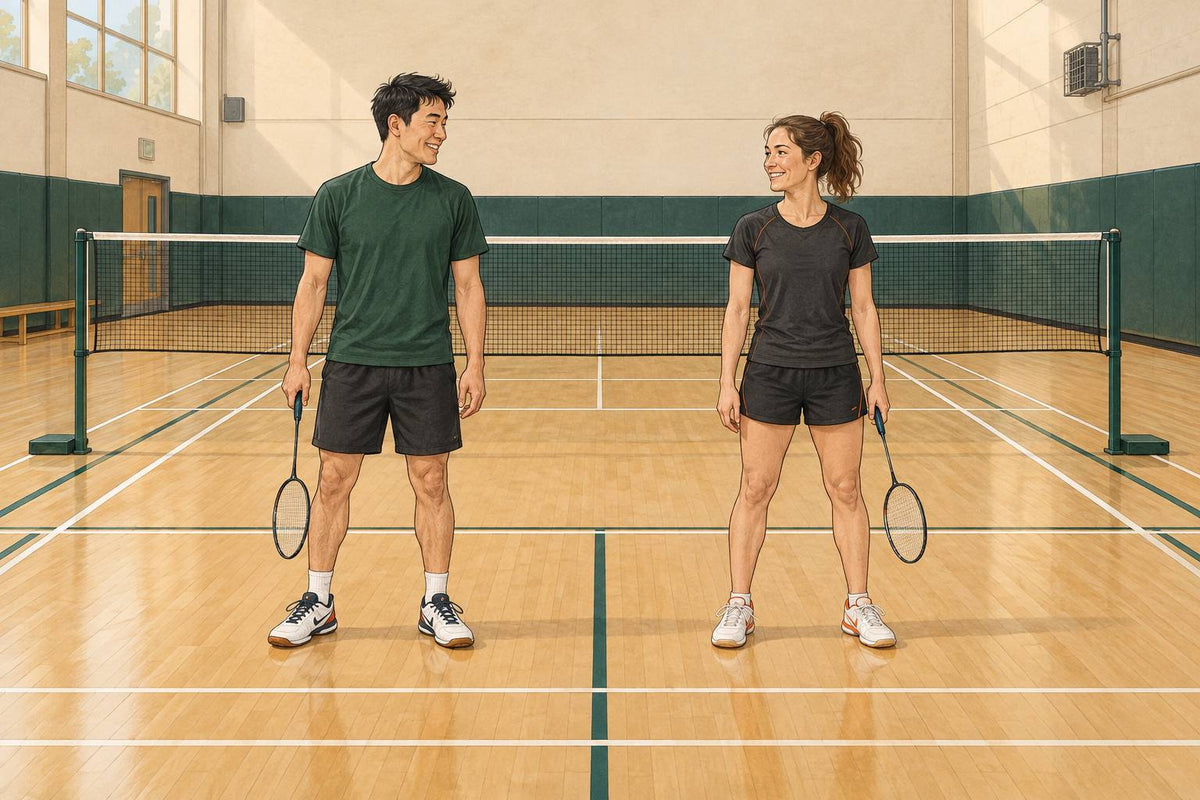 Conceptual badminton scene for Where to Play Badminton in Kitchener-Waterloo – Clubs, Drop-Ins, and Courts, not an actual listed venue.
