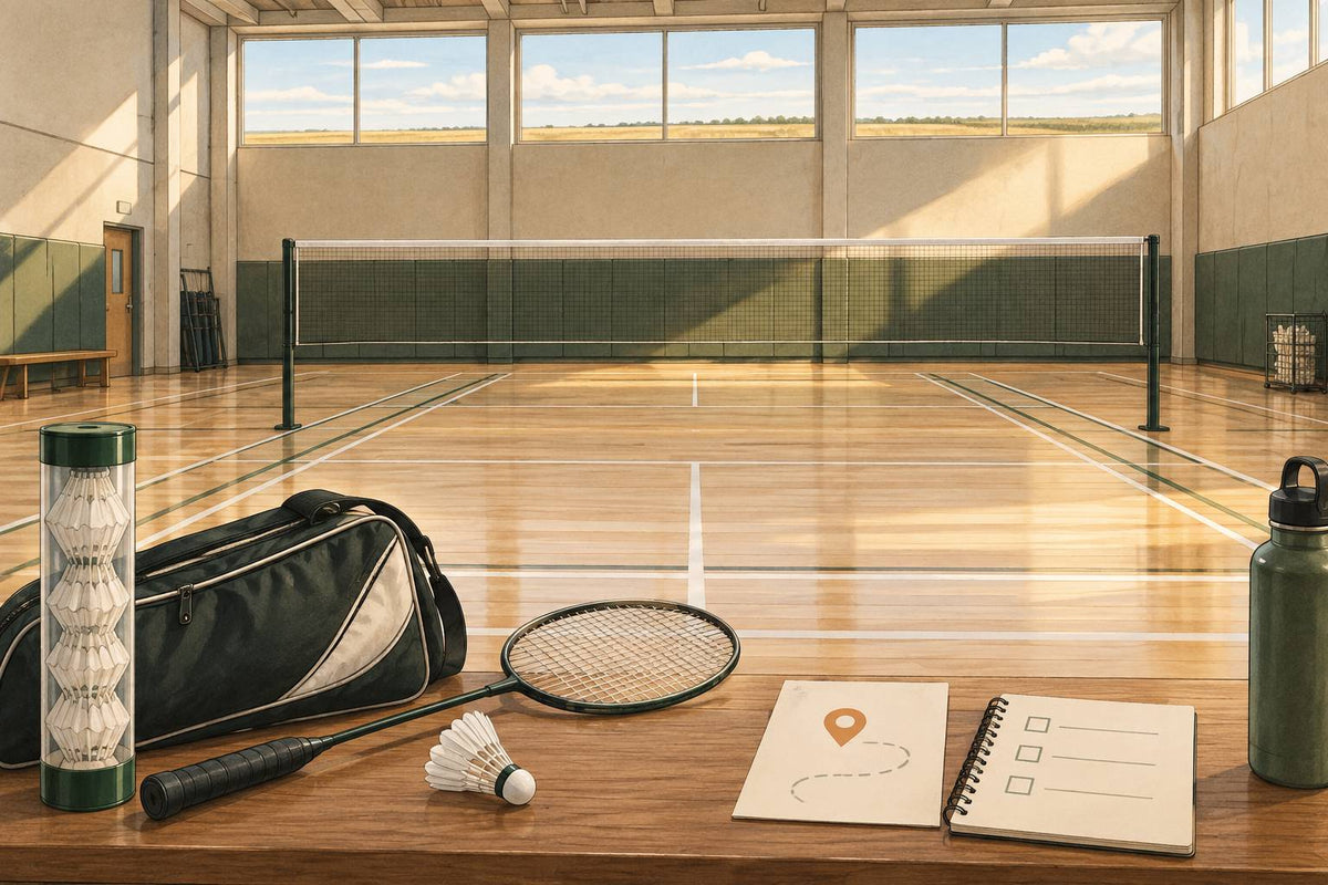 Conceptual badminton scene for Where to Play Badminton in Regina & Saskatoon – Clubs, Drop-Ins, and Courts, not an actual listed venue.