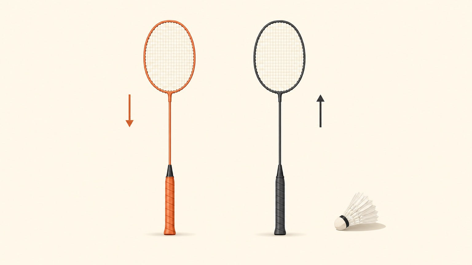 Flat-vector illustration of two Yonex Astrox 100ZZ badminton rackets in Kurenai red and navy with a shuttlecock on a warm cream background