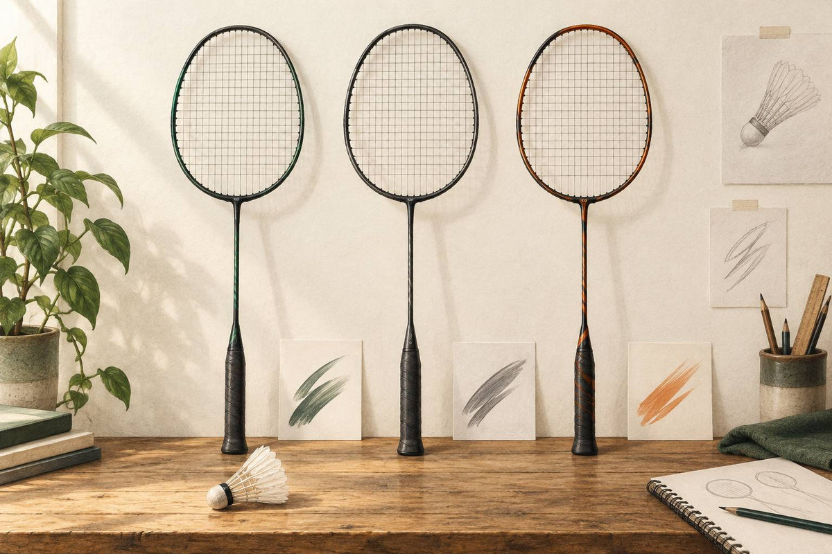 Editorial racket-series concept illustration without claiming exact product geometry.